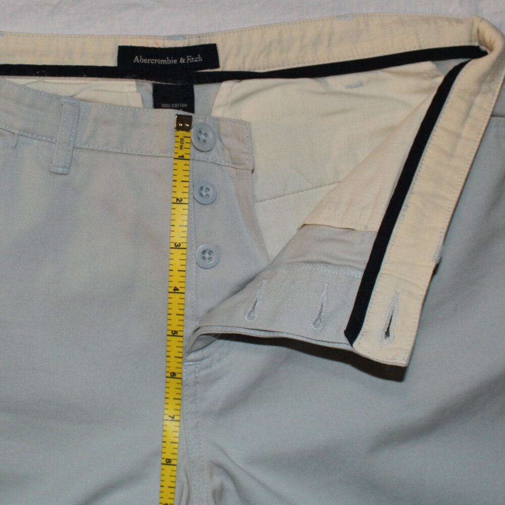 NWT - Abercrombie & Fitch Dusty Blue Sz 6 Long Chino Pant Button Fly Flap Pocket - Picture 10 of 15